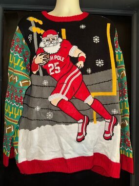 JOLLIDAYS Men's "Ugly Christmas holiday Sweater" Football 2XB